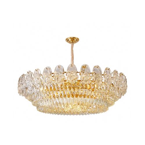 Pendant light Crystal Embroidered Glass Gold E14 HY-C007 G1: