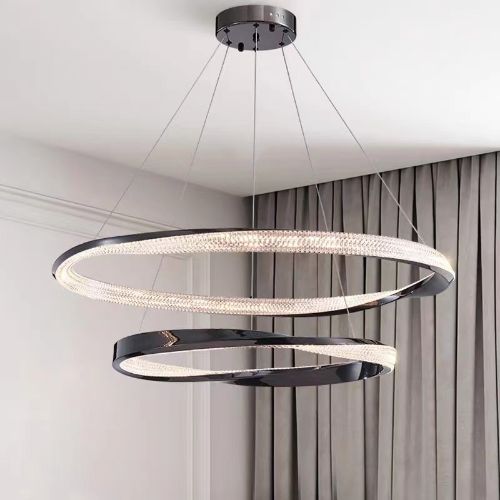 Pendant light 2 Round Loop Black LED CCT HY-L036 C1
