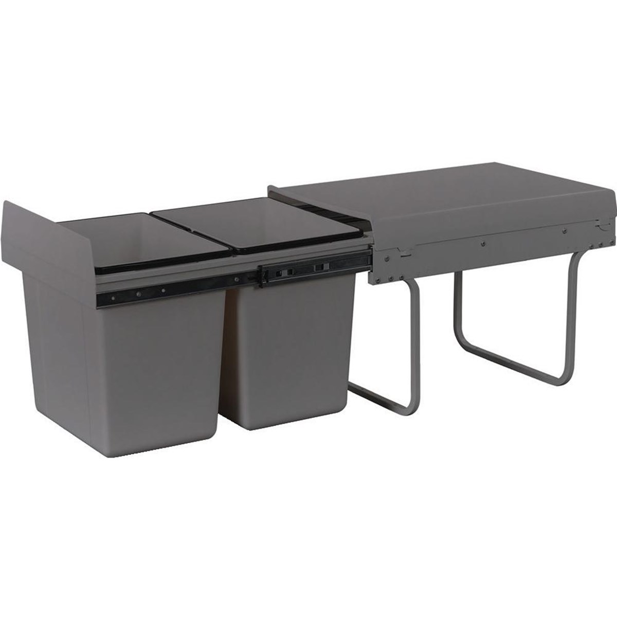 Garbage Bucket Rail Cabinet Grey 30 Liters 34Cmx49CmX31.5Cm