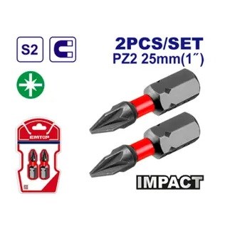 Emtop Impact Screwing Bits Bit PZ2 - 25 MM (Pk 2 Ad)