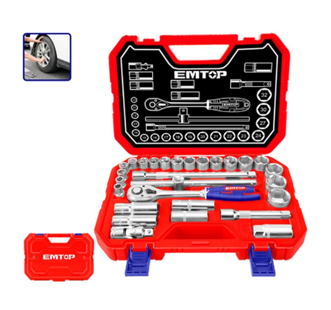 Emtop Socket Set 28 Piece 1/2''