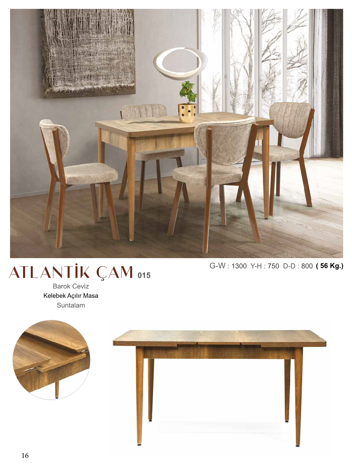 Butterfly Drop Table Atlantic Pine Suntalam 130CMx75CMx80CM