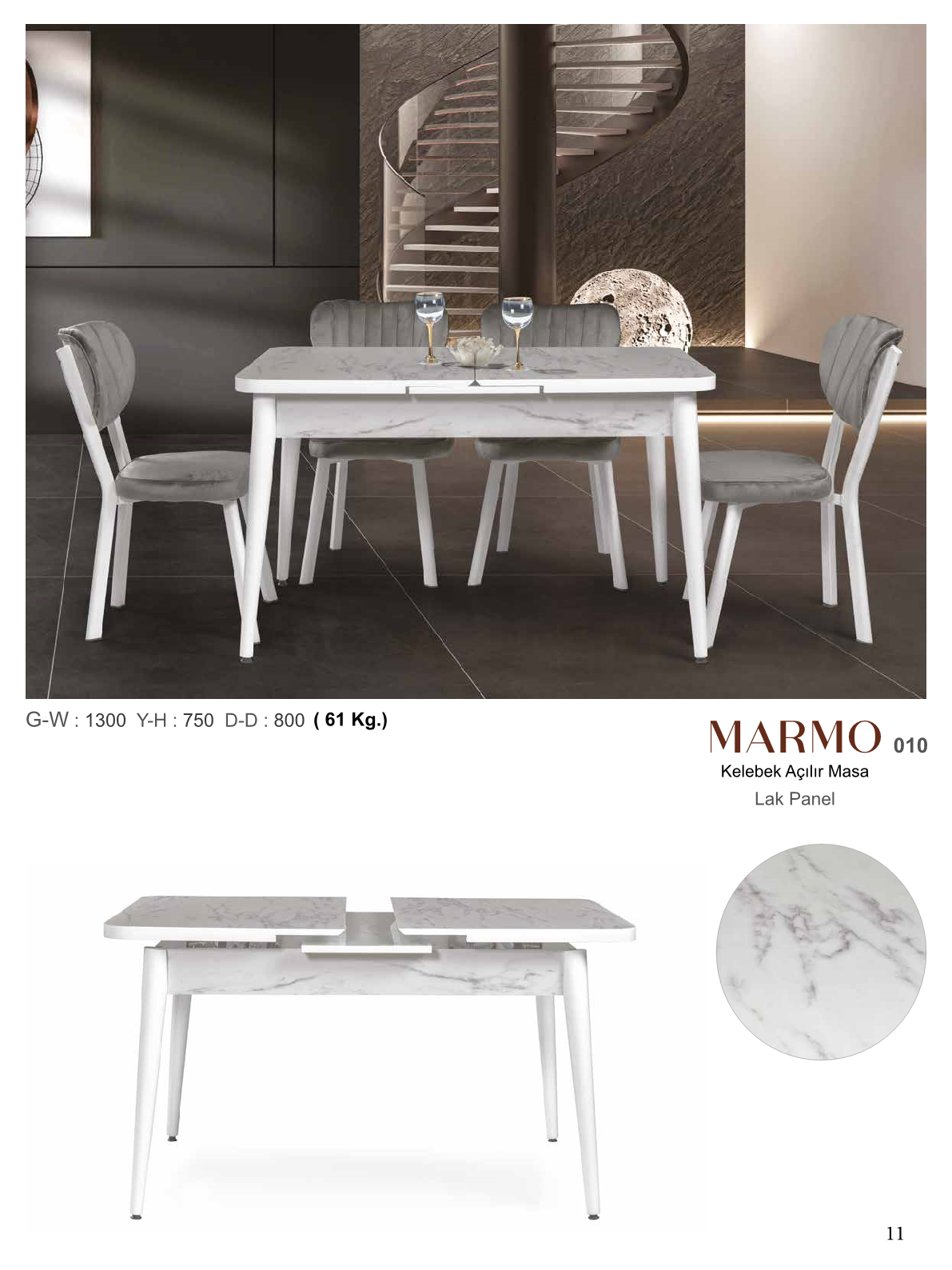 Butterfly Drop Table Marmo Lac Panel 130CMx75CMx80CM