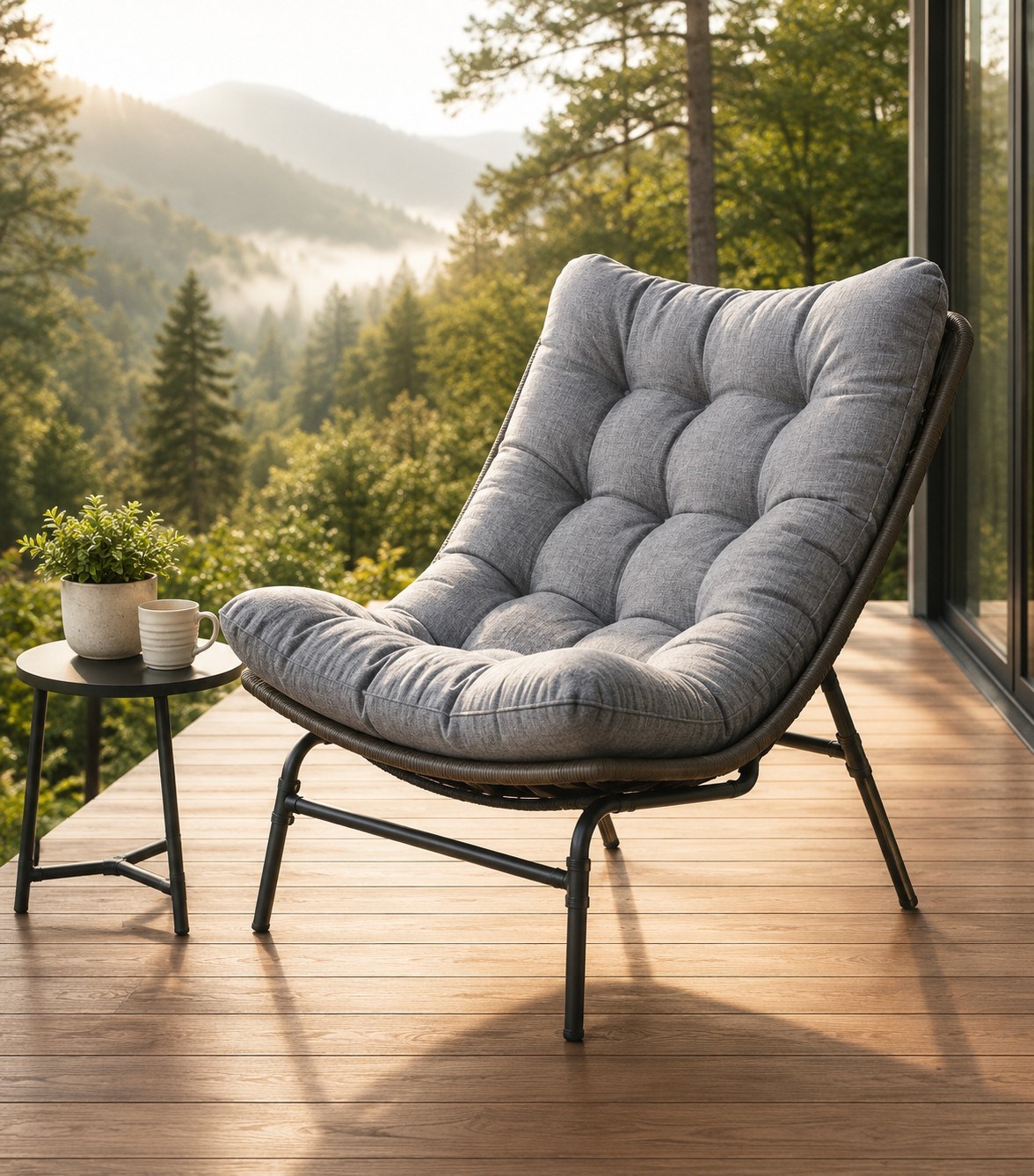 Lounge Chair 1 Person Steel Body/Pe Rattan/Demonte