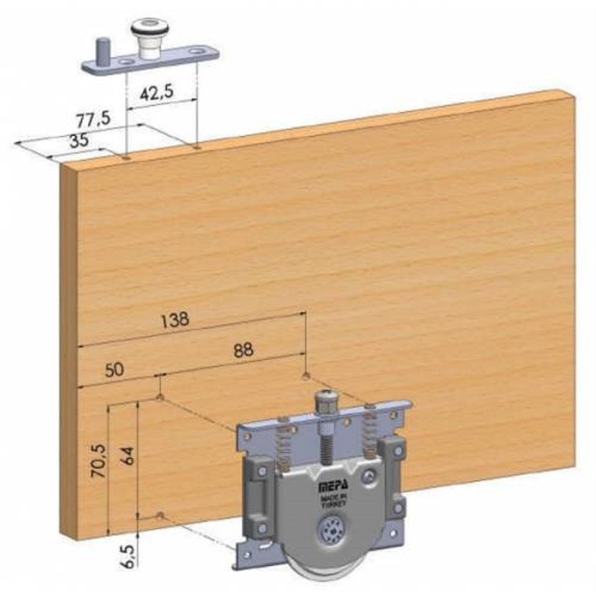 Mepa Sliding Cabinet Rail Assembly Bottom Reel PKM 80
