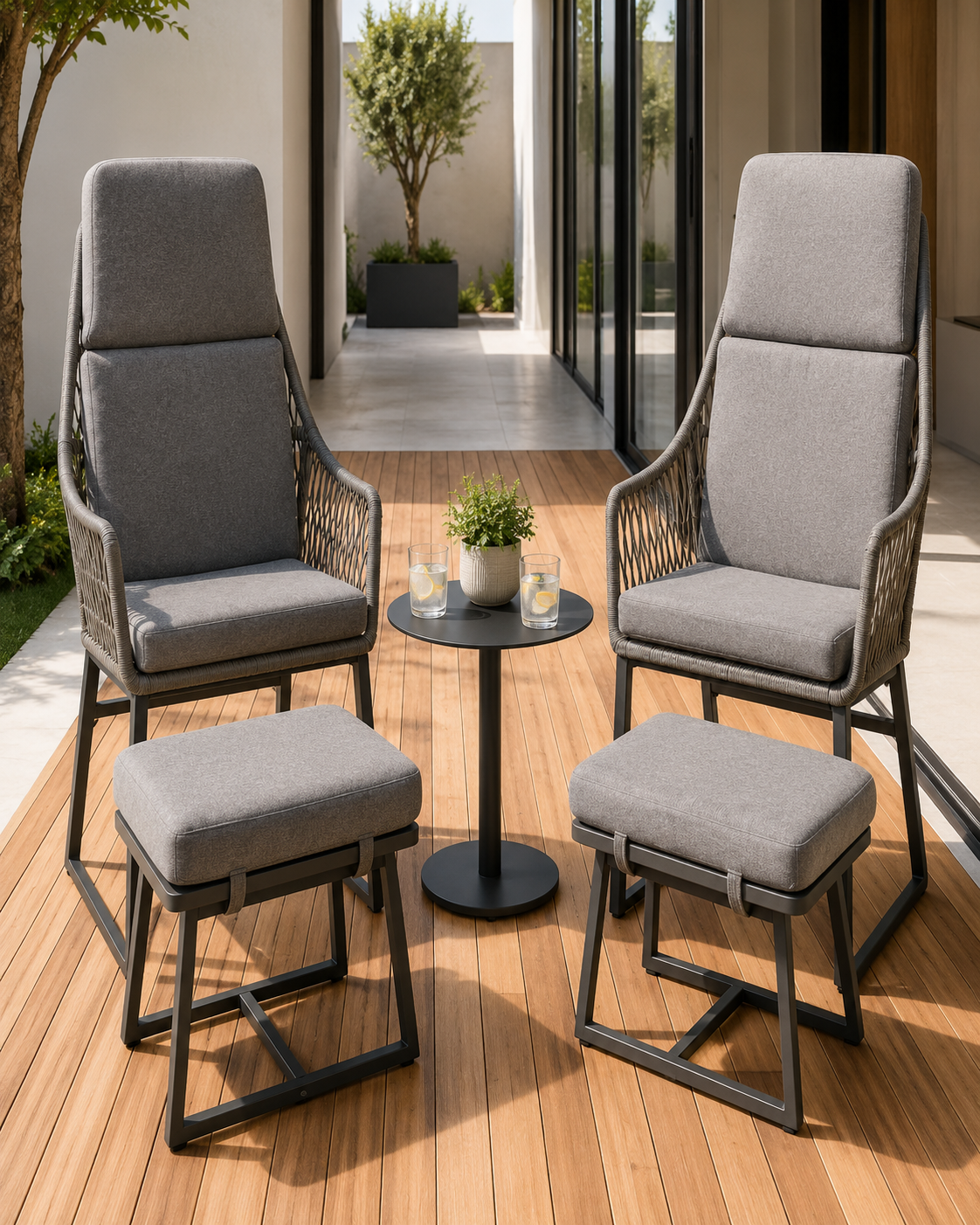 Noosa Chat Set 2 Chair+2 Puf+1 Coffee Table Pe Rattan