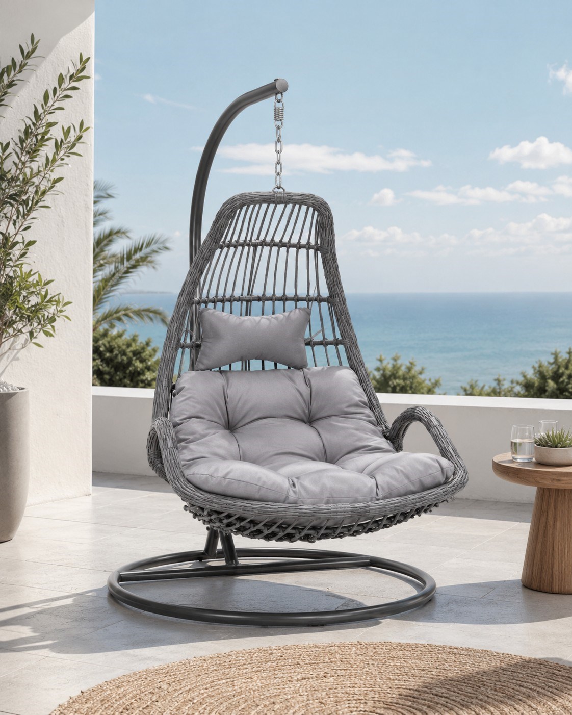 Swing Chair 1 Person Iron Body/Minder/Pe Rattan Mesh 105x105x195CM