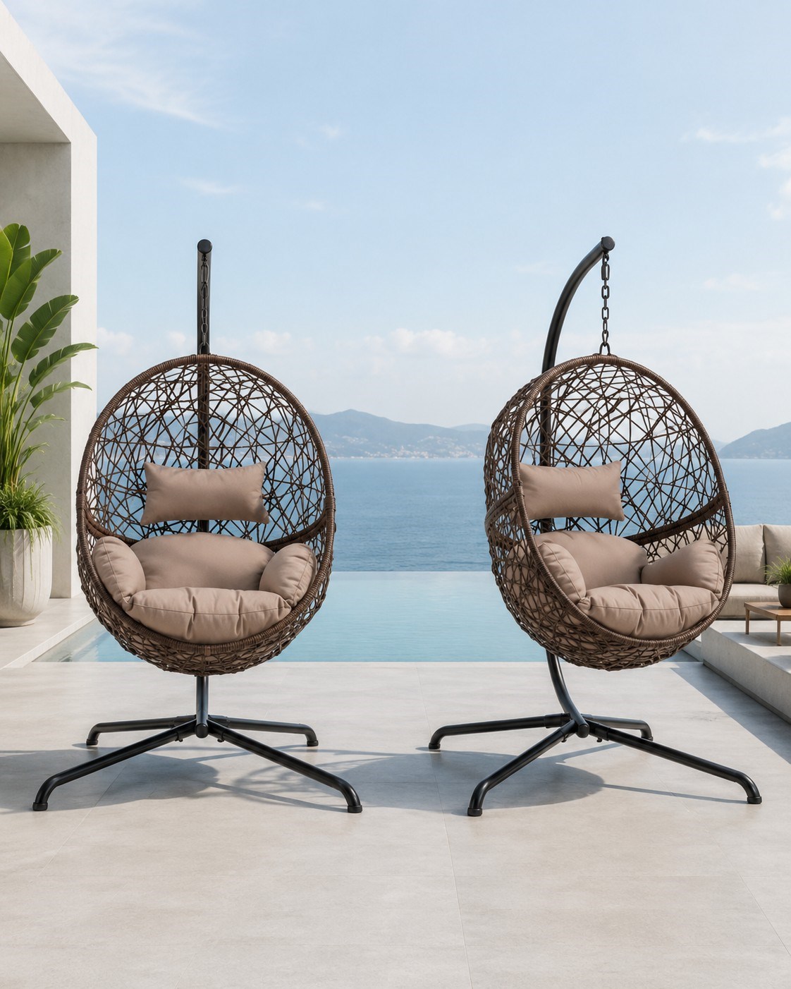 Swing Chair 1 Person Straight Weave/Waterproof Cushion 115x115x196CM