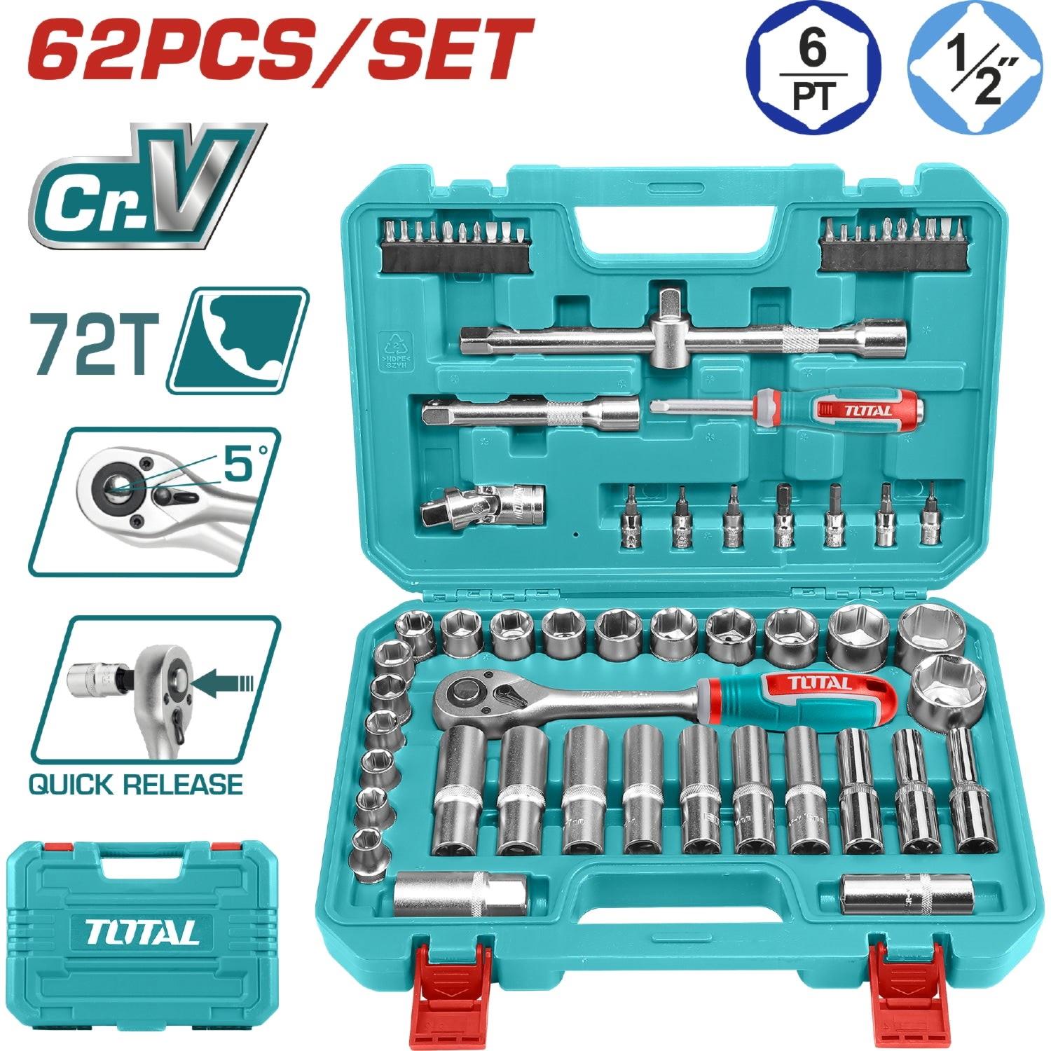 Total Socket Set 1/2'' 62 Piece