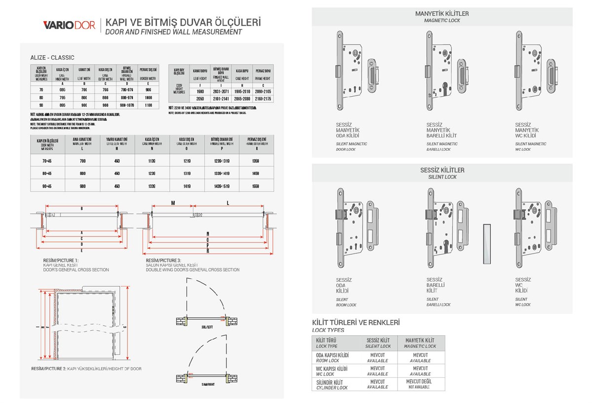 Variodor Ready-to-Door Alize Series Fugali (Including/Kasa/Pervaz/Kilit)