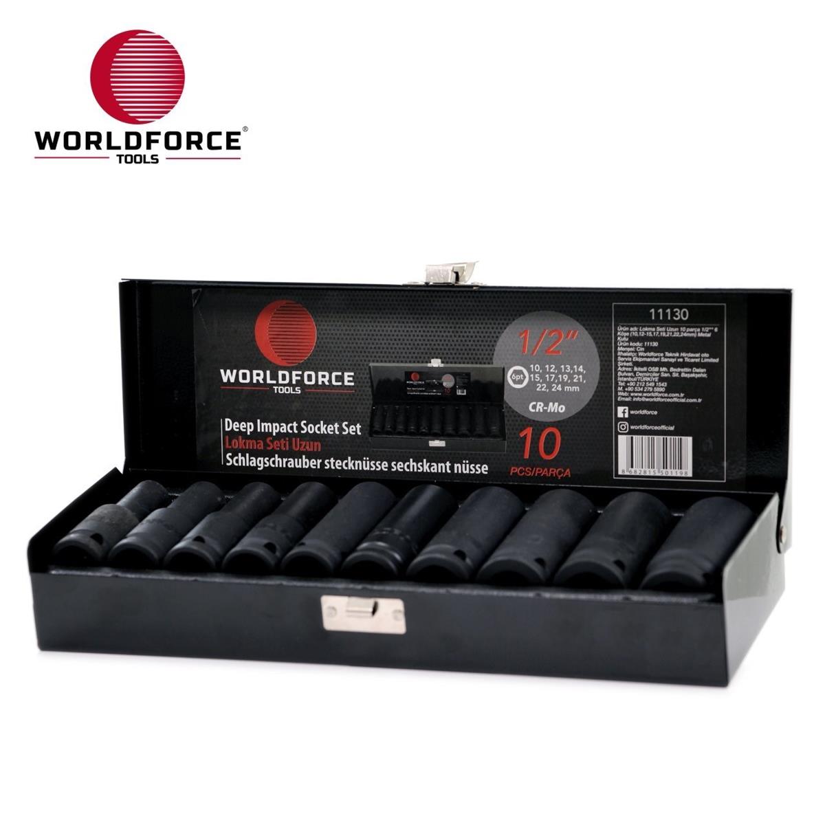 World Force Socket Set Deep 10 Piece 1/2'' 6-Point (10,12-15,17,19,21,22,24MM)