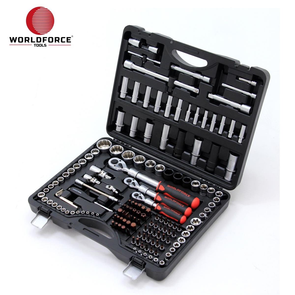 World Force Socket Set 156 Piece S-Ultra 1/4''-3/8''-1/2'' Uzatmalı Cırcır
