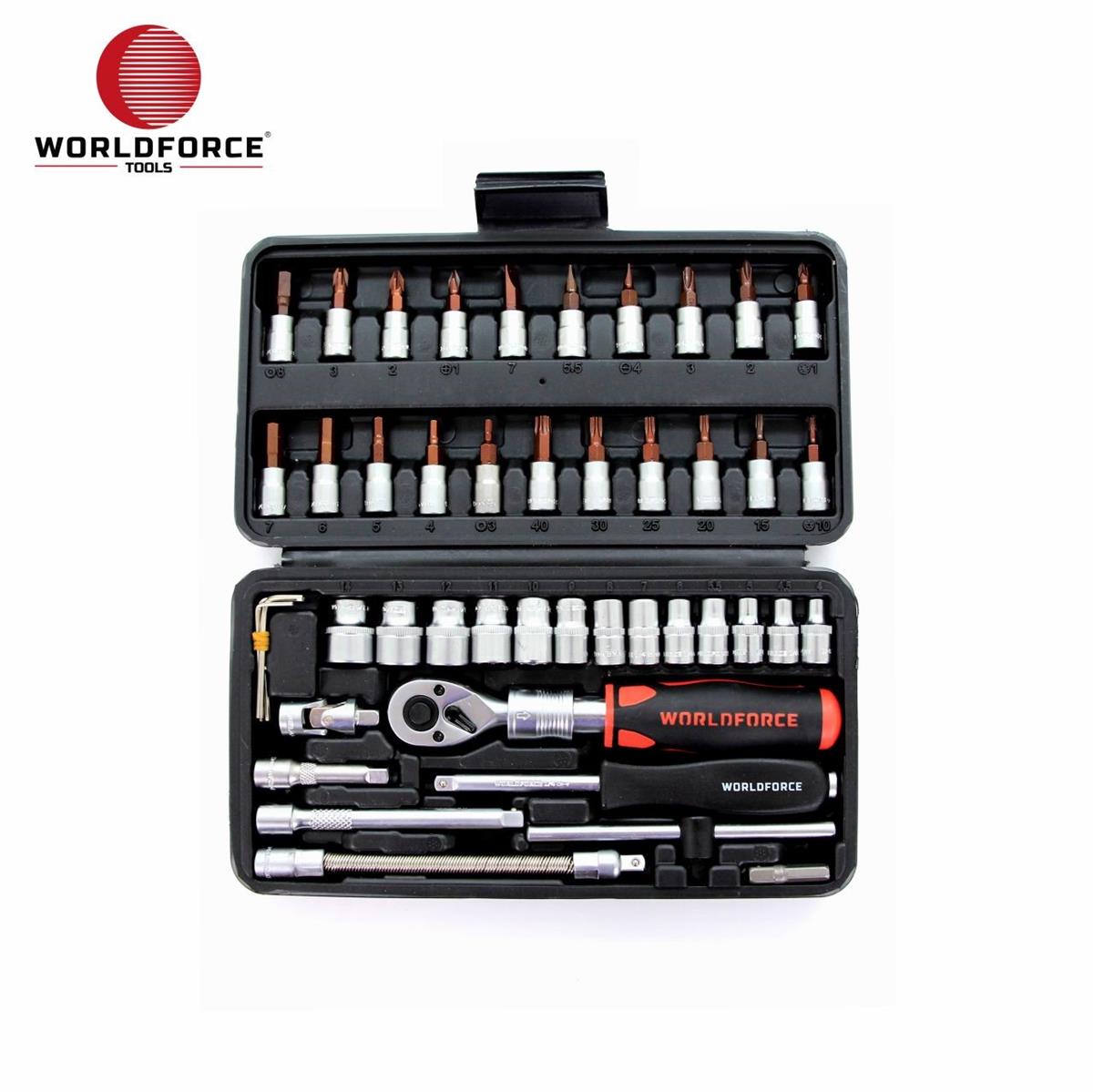 World Force Socket Set 46 Piece S-Ultra 1/4'' Uzatmalı Cırcır