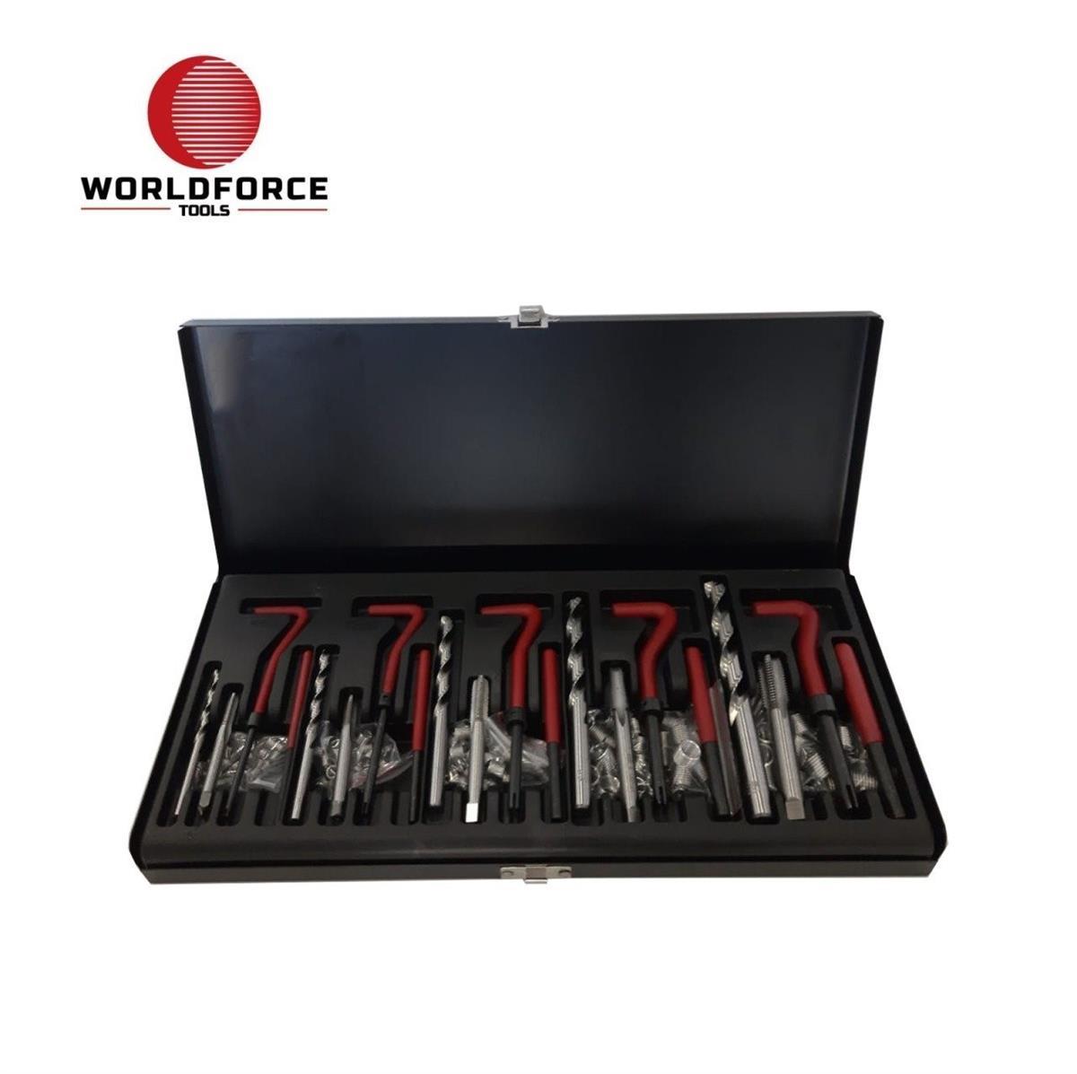 World Force Screw Repair Kit (Helicoil) 131 PC (M5X0.8,M8X1.25,M10X1.5,M12X1.75)