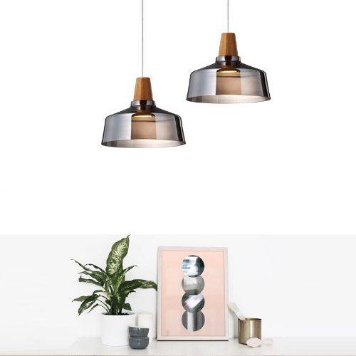 Pendant light Single Gray Glass Genis E27 P-BL062B D1: