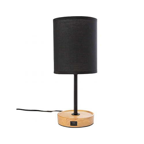 Table lamp. Black E27 With USB Charging Port LMD-6602BK :H1