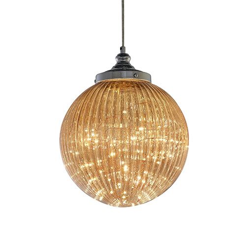 Pendant light Amber Silver Glass LED 9W 3.2K PL502 D1: