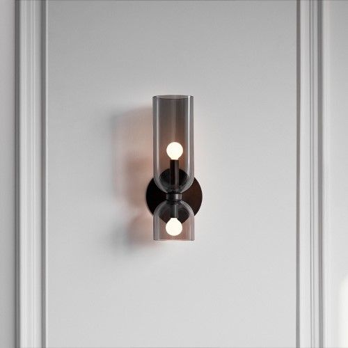 Wall light. With Bottom And Top Black E14 WL155-BK :H2