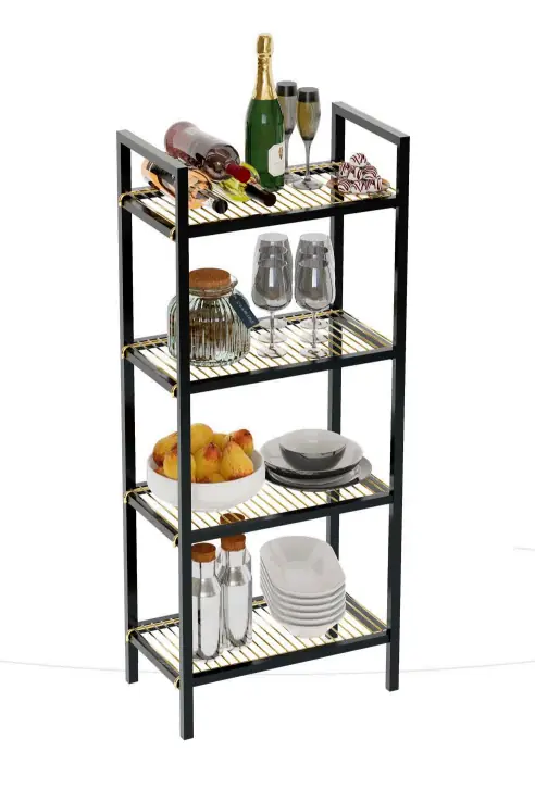 Organizer Shelf Wired 4 Tier Metal Black 98x39x22