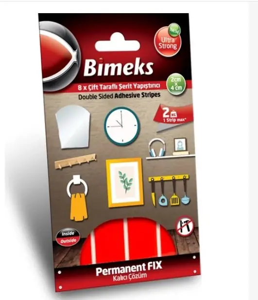 Perm. fix C. Sided Strip Adhesive 2x4cm 8pcs