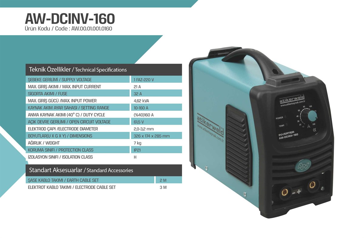 Atiker Welding Machine Coated Electrode Inverter 160 AMP