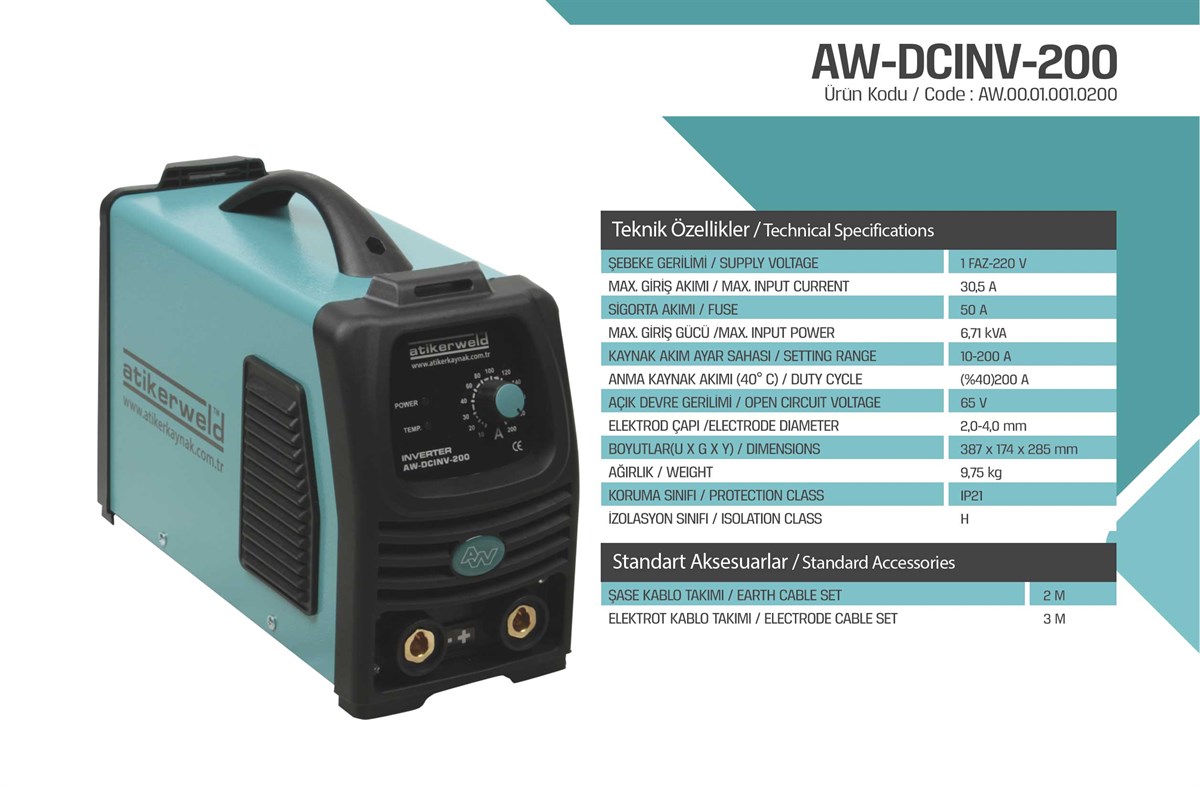 Atiker Welding Machine Coated Electrode Inverter 200 AMP