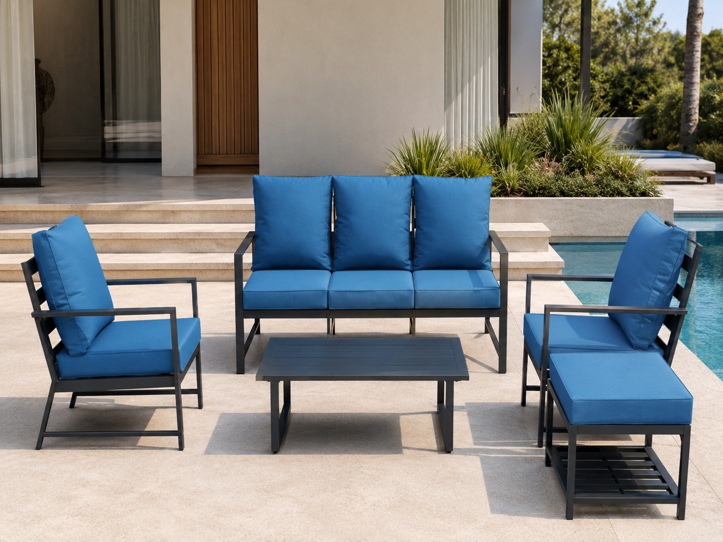 Garden Living Group 3 Sofa+2 Single Seat+Puf+Sehpa Aleminium Body