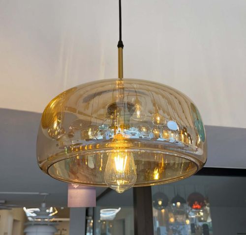 Pendant light Single Amber Pan Glass E27 P-BL038B E2: