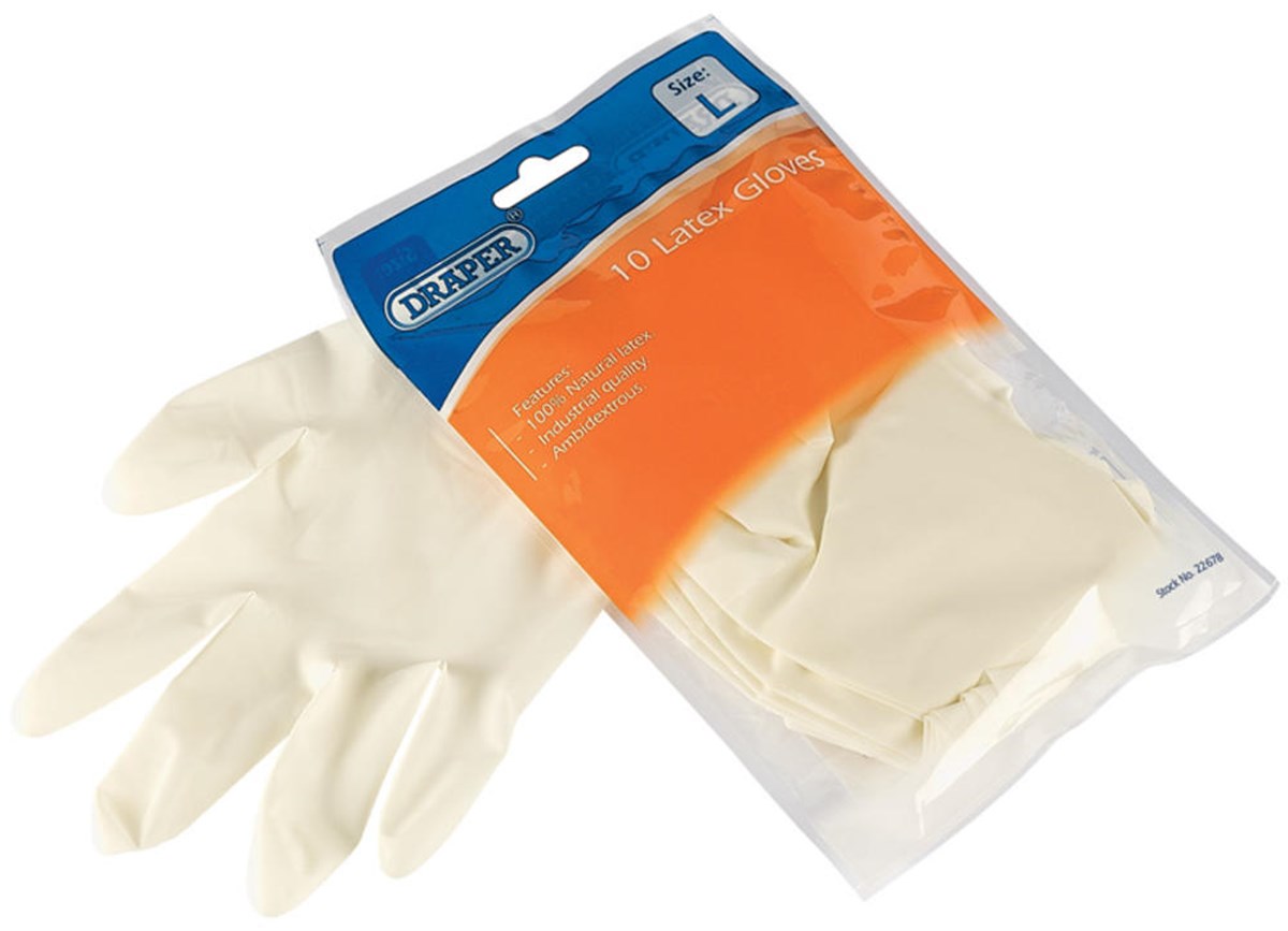 Draper Rubber Gloves Medium (10Ad/Pk)
