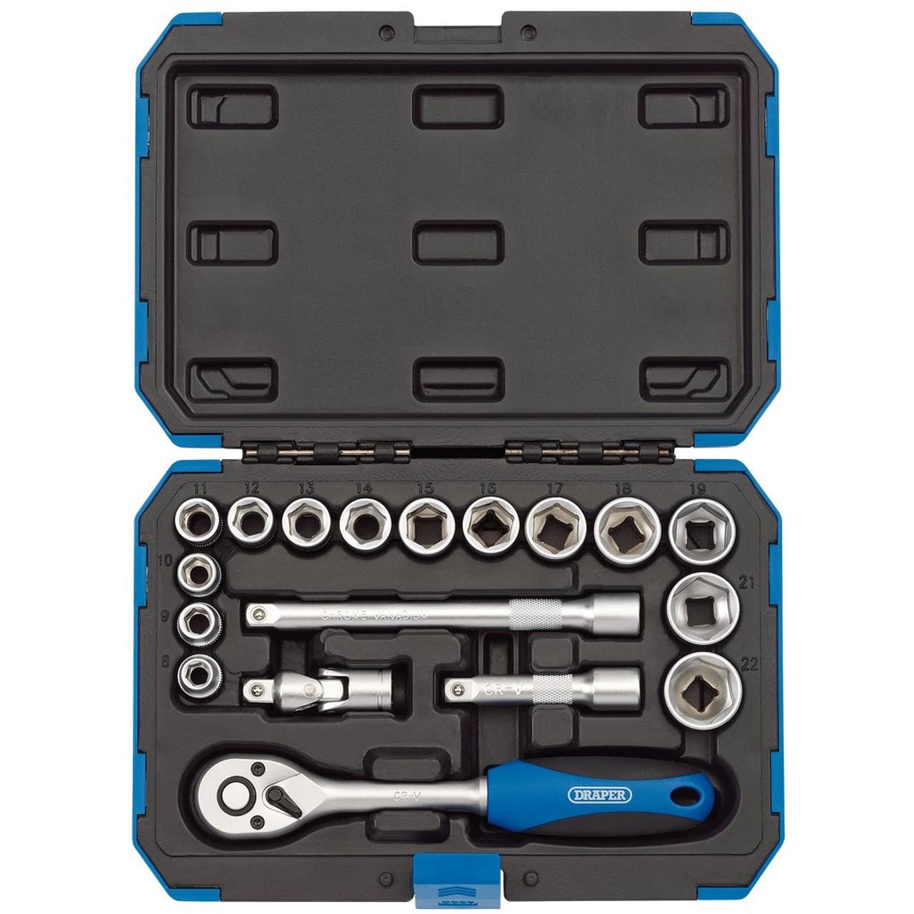 Draper Socket Set 6-Point 18 Piece 3/8''