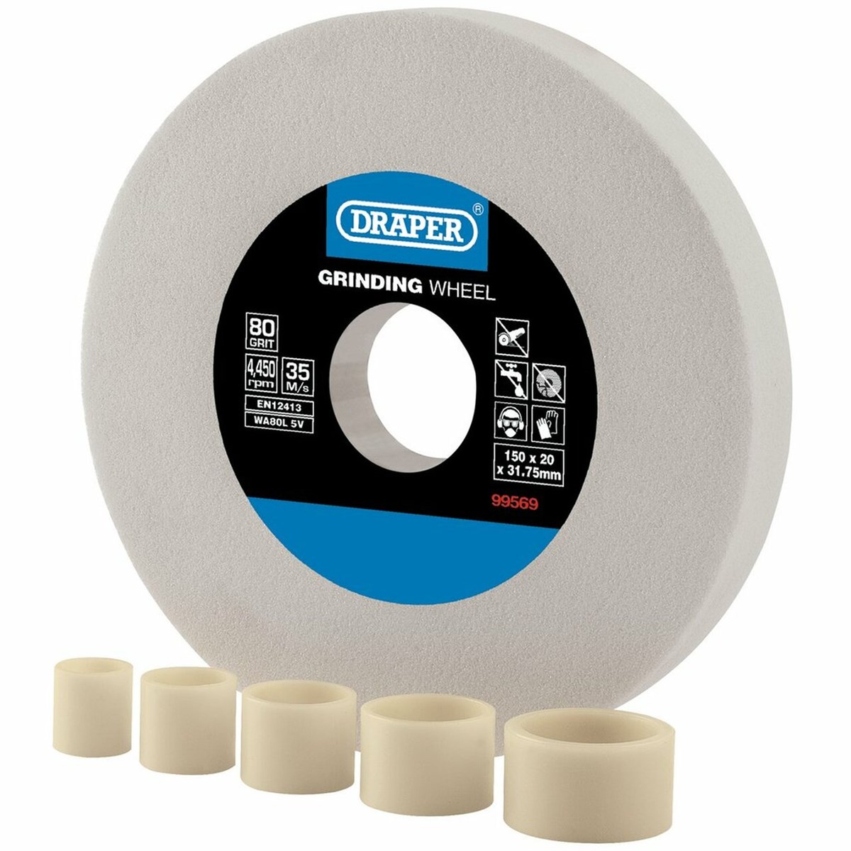 Draper Grinder Machine Spare Stone White 150X19MM