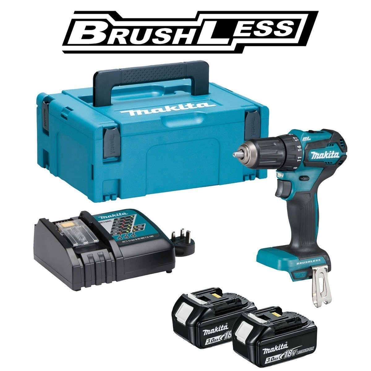 Makita Drill Cordless 18V Lithium (2 Battery+Chargerer+Canta)