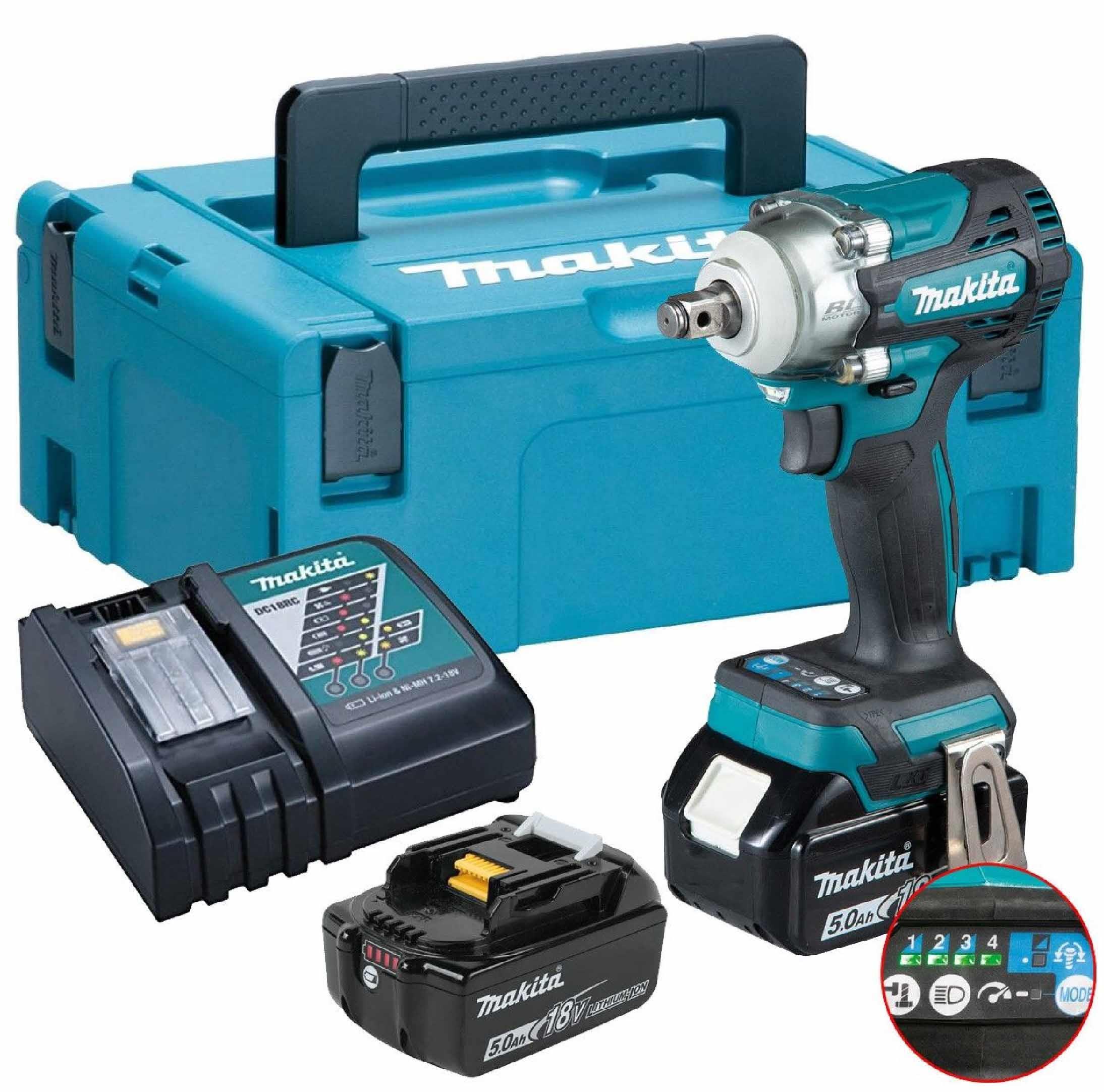 Makita Drill Cordless Nut Crimping 1/2'' 5.0Ah 18V (2Battery+Chargerer+Canta)