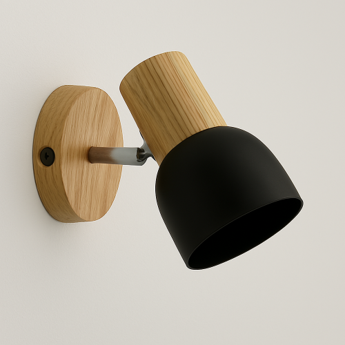 Wall light. Mini Black Wood Detailed E27 LMD-3064 :H1