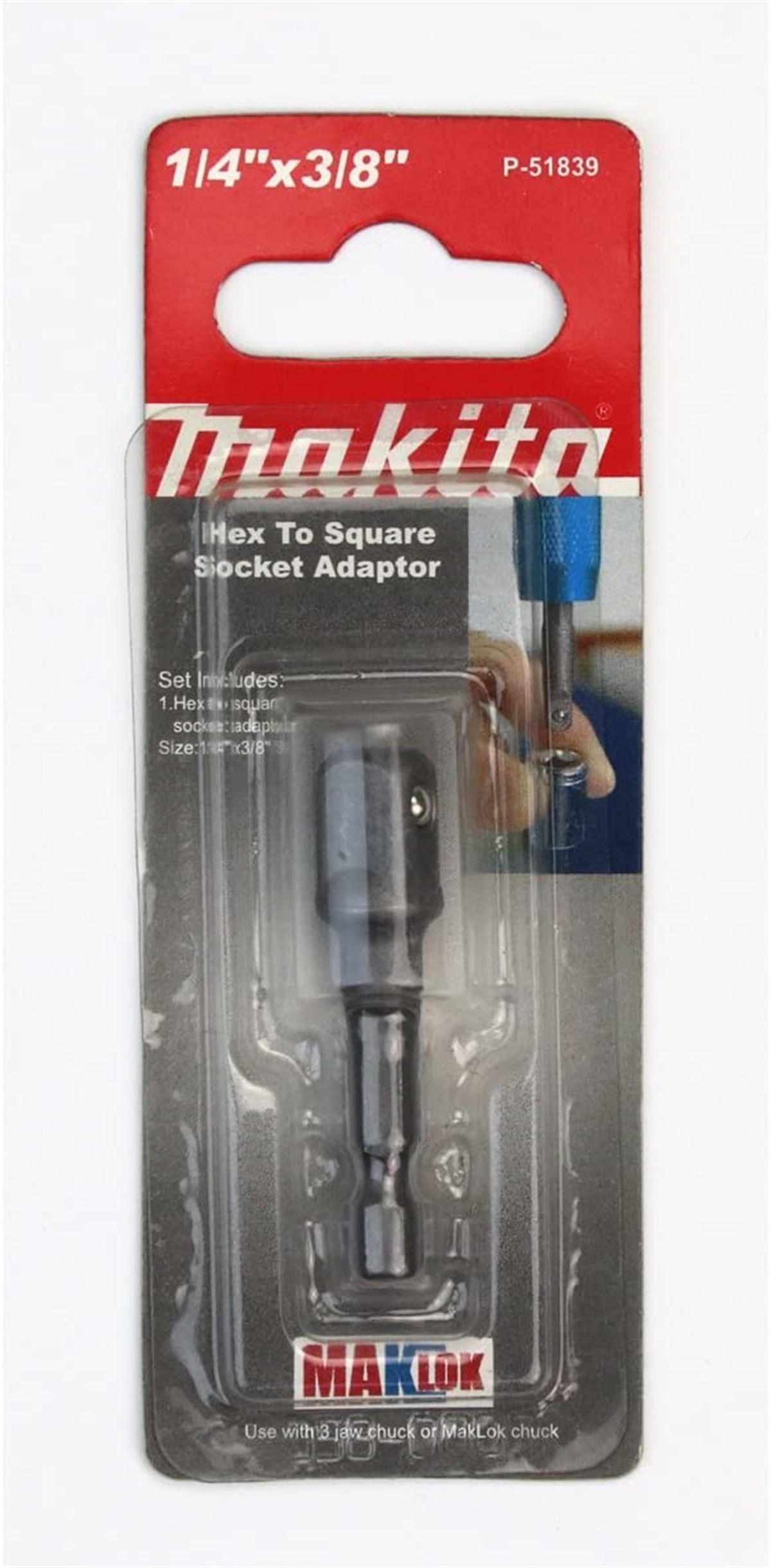 Adaptor Drill 1/4-3/8 HEX to Square