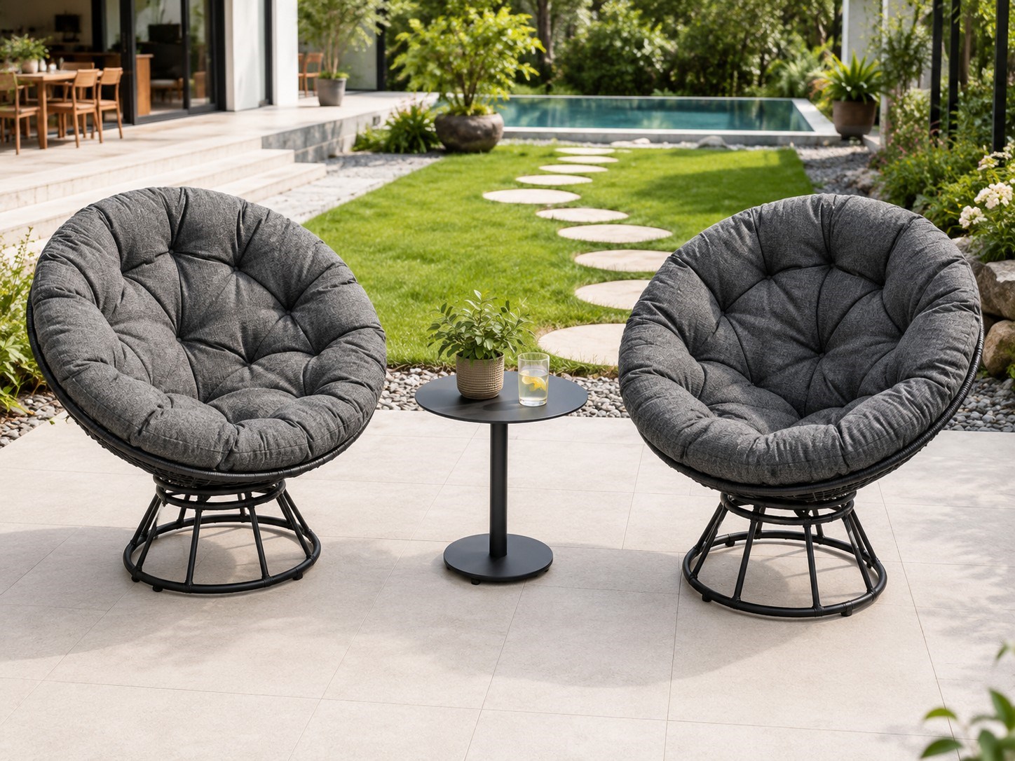Bondi Balcony Set 2 Rotary Chair+1 Coffee Table Aluminum Body